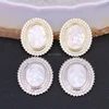 5PCS ZYZ185-8730 Micro Pave CZ Zirconia Mother Of Pearl Shell Carved Jesus Oval Pendant Bead 1