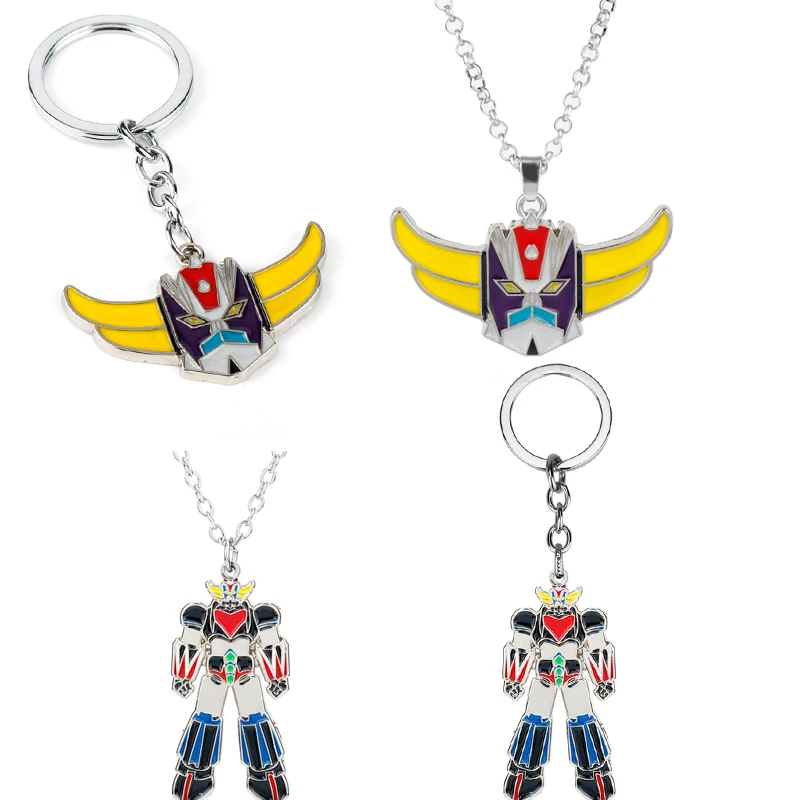 

dongsheng New Janpan Anime Mazinger Z Metal Keychains UFO Robot Grendizer Logo Pendants Necklace Car Keyring Fans Jewelry Gift-3