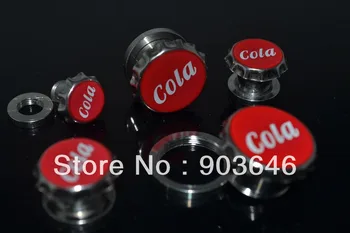 

Free Shippment Lot 50pcs Body Jewelry - Cola Logo Ear Tunnels Plugs Screw on Guages 6mm-14mm