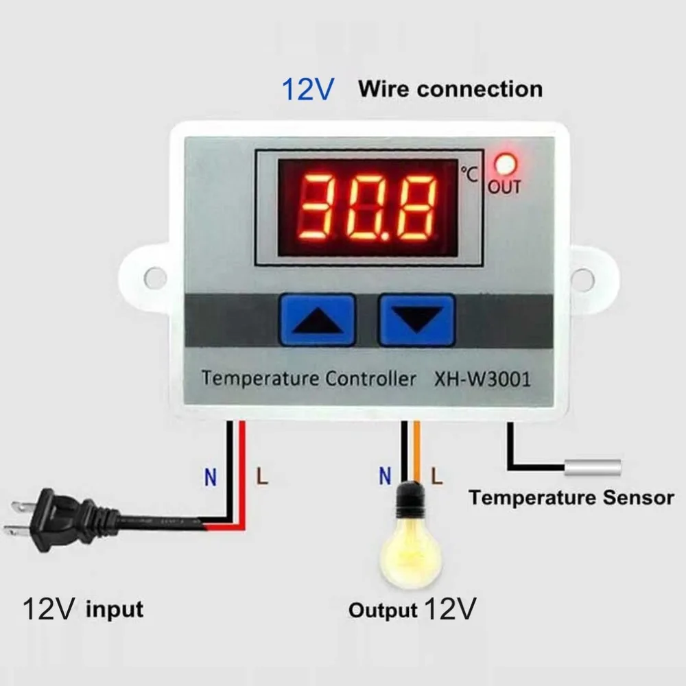 Digital LED Temperature Controller Thermostat Control Switch Waterproof Probe Wire Connect High Sensitivity Temperature Sensor