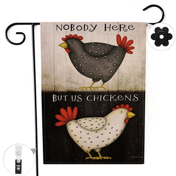 

Two-sided Black White Chicken Garden Flag Banner with Windproof Rubber Stopper Clip 12.5''x18.5'' 32x47cm