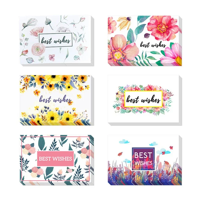 

48pcs/set Floral Best Wishes Thank You Greeting Card With Envelope Custom Invitations Note Card