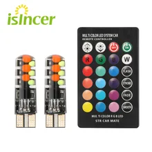 Универсальный Автомобильный светодиодный светильник W5W T10 RGB COB 12SMD, яркий многомодовый автомобильный светильник с пультом дистанционного управления