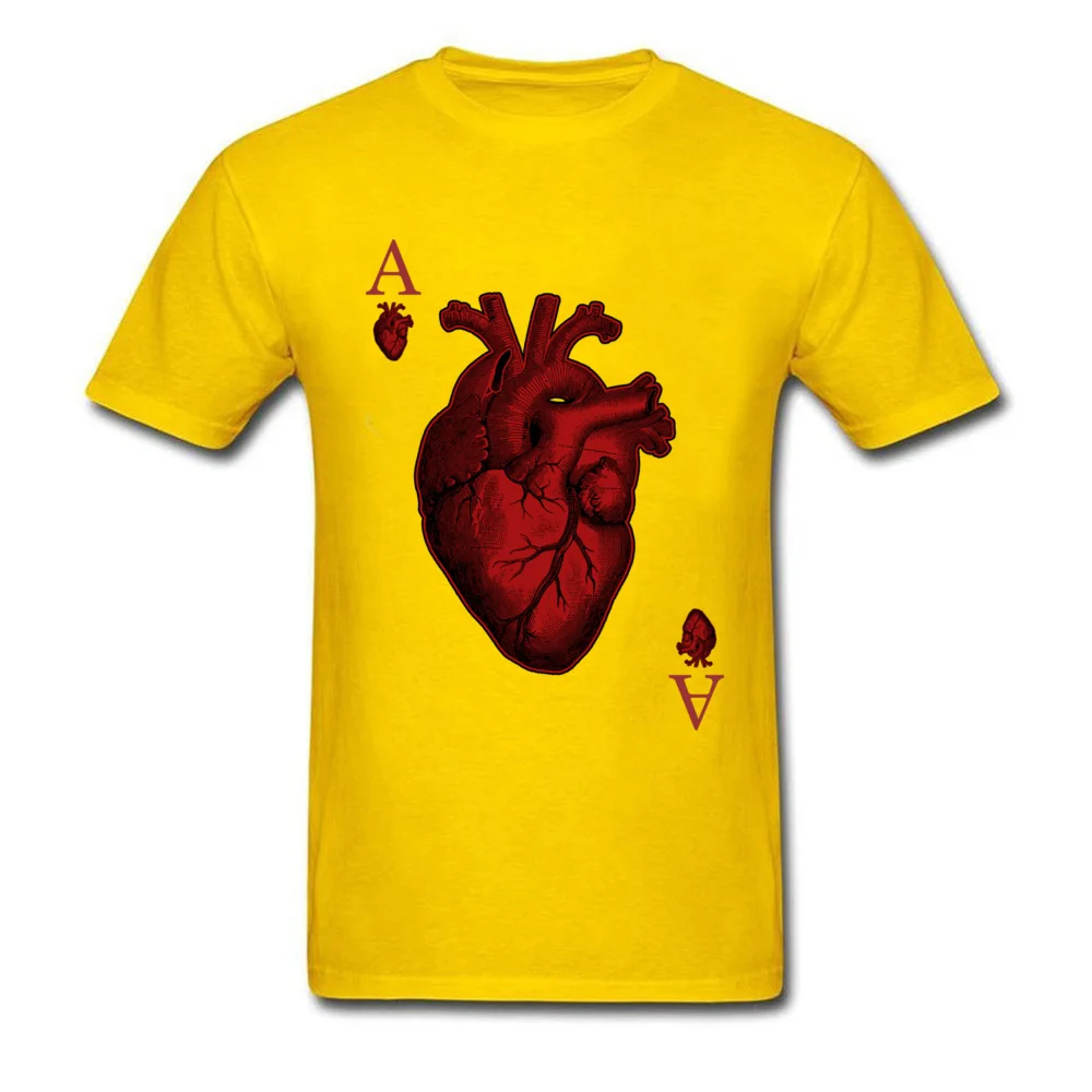 Ace of Hearts Fitness Tight Lovers Day 100% Cotton Crew Neck Men Tops Tees Casual Clothing Shirt Funny Short Sleeve T-Shirt Ace of Hearts yellow
