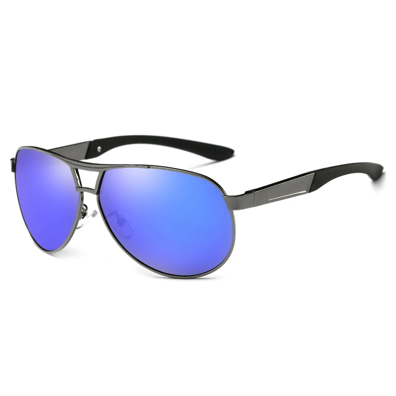 ГОРЯЧАЯ мужская Мода UV400 солнцезащитные Очки зеркало Очки Солнцезащитные очки для мужчин с случае коробка - Цвет линз: Blue