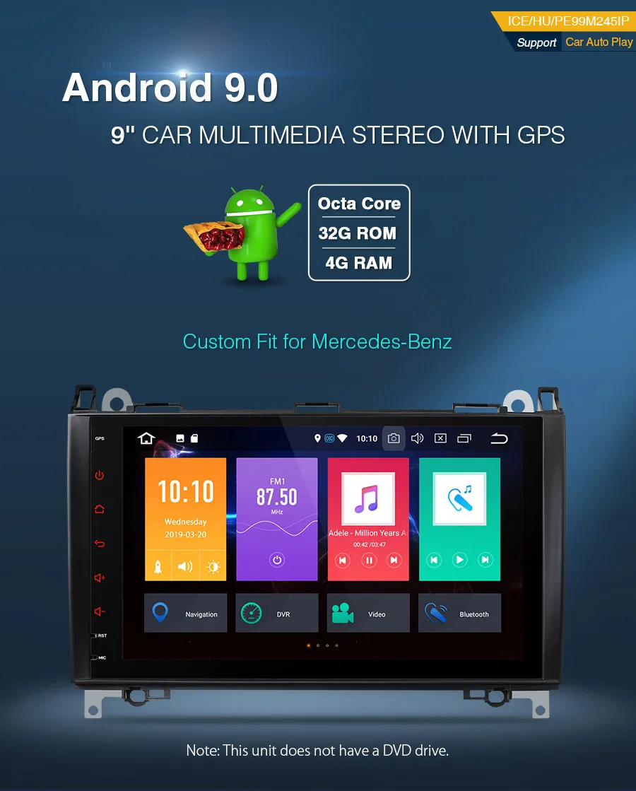 Sale 9" Octa-Core Android 9.0 4GBRAM+32GB Car Multimedia GPS Radio for Mercedes-Benz A-Class W169 2004-2012 & Sprinter W906 2006-2012 0