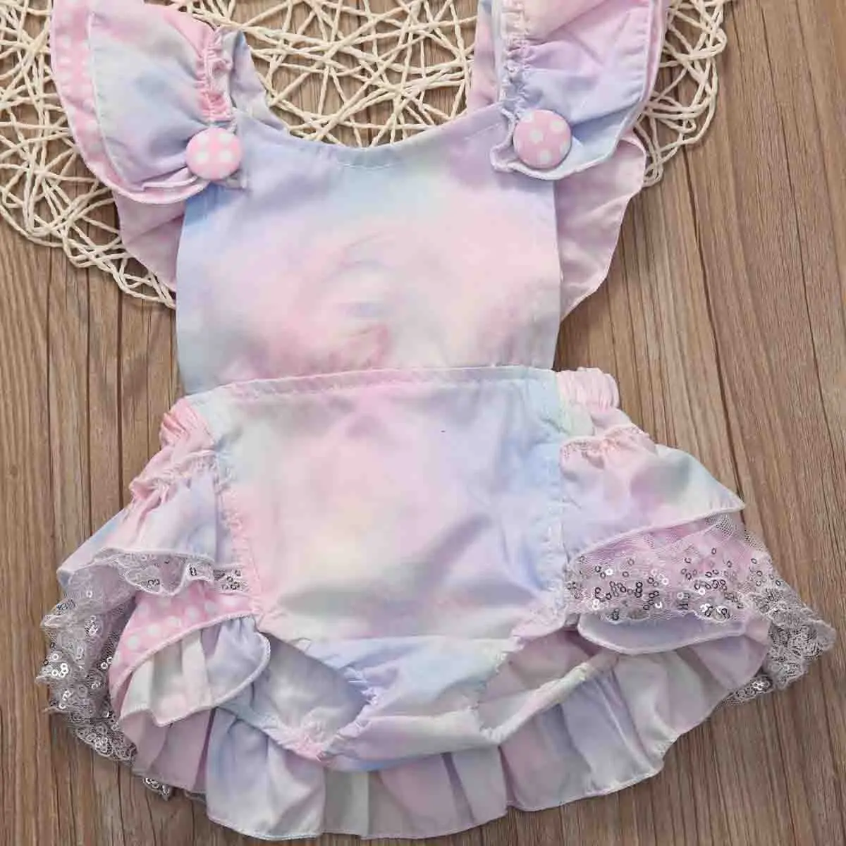 0-24M Newborn baby Boutique Vintage Lace Romper Ruffle Princess Romper Cute Jumpsuit Outfits Sunsuit Clothes