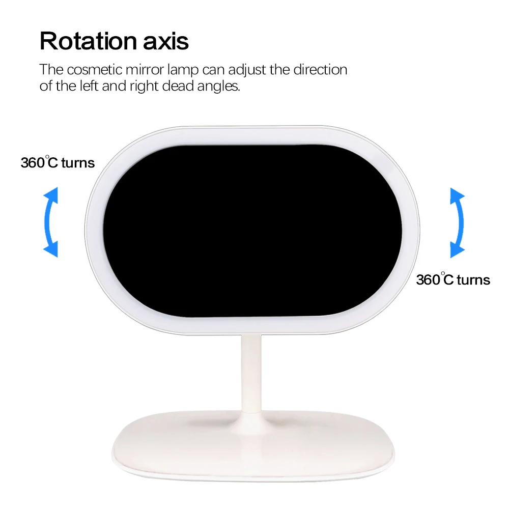  Table Vanity Mirror Light Portable LED Makeup Mirror Night Light Touch Screen Rotation Desk Mirror 