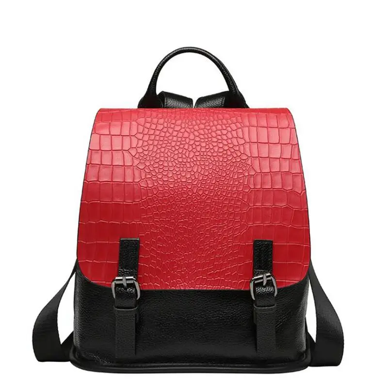

Free shipping 2017 NEW brand crocodile grain leather women backpack euramerican fashion lady backpack