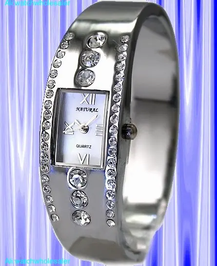 New Shiny Silver Band Rectangular PNP Shiny Silver Watchcase Bangle Watch FW642B