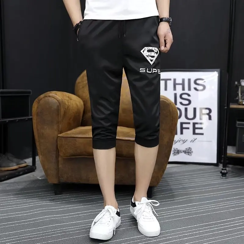 

Fashion Pure Color Sweatpants Men Hip Hop Funny Calf Length Cropped Pants Jogger Trousers Male Track Harem Sweat Pants 2018 New