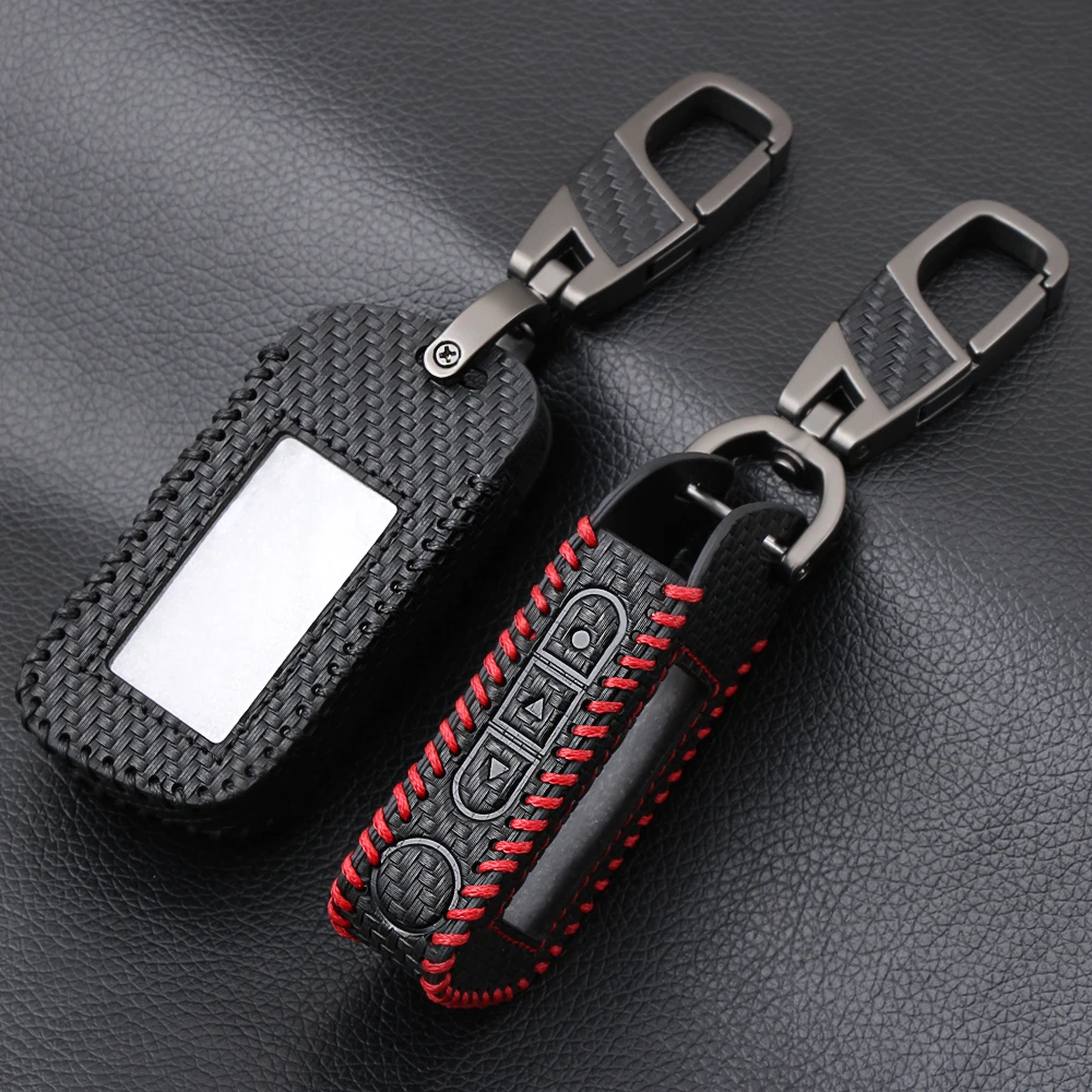 Carbon Fiber Style A93 Leather Case For Starline A63 Car alarm Remote Controller LCD Keychain Cover | Автомобили и мотоциклы