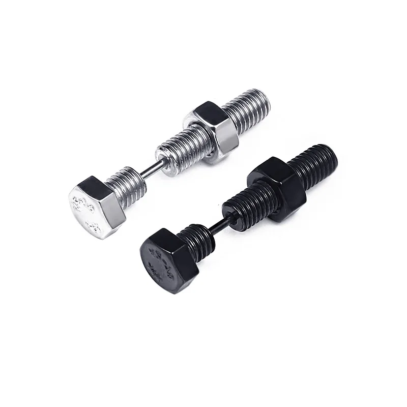

1 Pair 2pc Black Titanium Steel Screw Nut Stud Earrings for Men Punk Rock Jewelry Drop Shipping