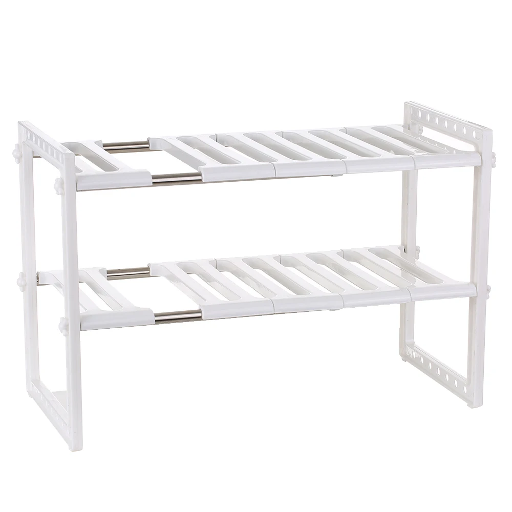 

Multi-functional Under Sink 2-Tier Expandable Shelf Storage Organizer Adjustable Stainless Steel Kitchen Sink Rack Space Saver