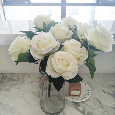 white B 9 шт./12 голов/партия, искусственные цветы, Гортензия розы для свадебной вечеринки, украшения на день рождения, шелковые цветы, декоративные цветы своими руками - Цвет: white B