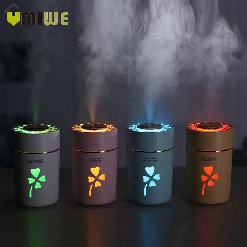 

280ML Lucky Grass Mini Air Humidifier with Colorful Night Lights Luminous Hydrating Home Car Office Desktop Purifier Atomizer