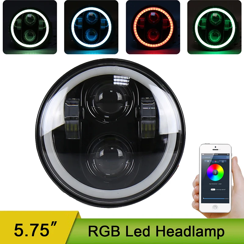

RGB App 5.75inch Round Led Projection Daymaker Headlight Motorcycle H4 Hi Lo Beam 5 3/4 inch Headlamp for Harley Softail Dyna