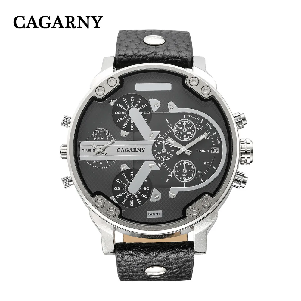 Big Watch Men Military Mens Watches Dual Time Zones Date Quartz Clock Man Leather Analog Sport Relo