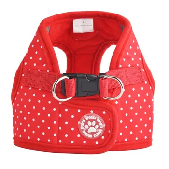 

Adjustable Soft Puppy Cotton Harness Vest Step-in Breathable Pet Cat Dot Design Harness & Leash Size XS to XL