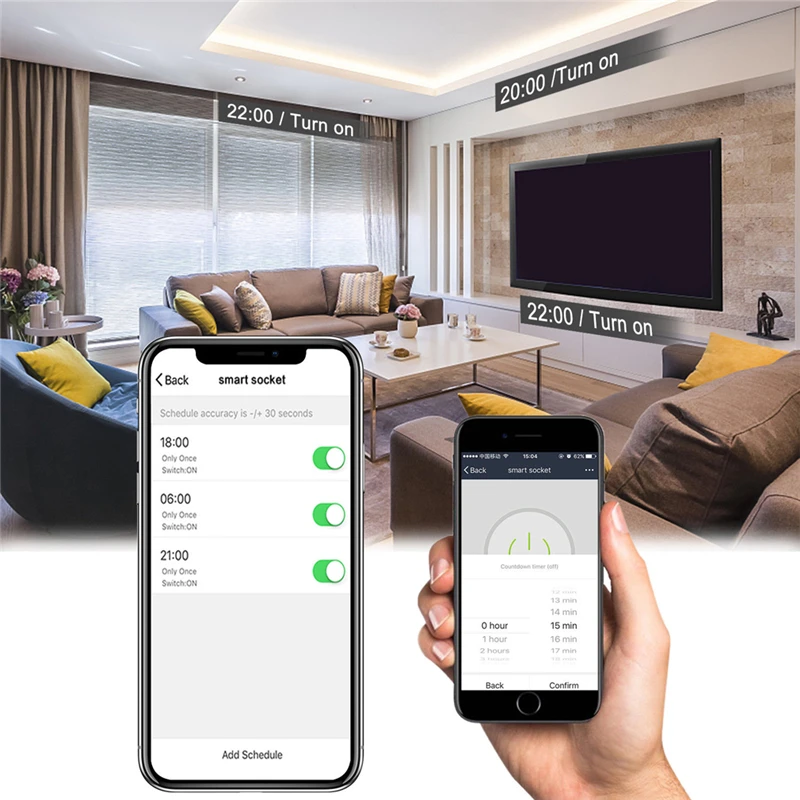1x Wi-Fi Smart разъём ПДУ розетка работает с Alexa Google Home
