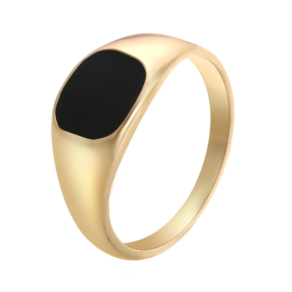 Men Ring Stainless Steel Gold Silver Polished Signet Seal Biker Finger Ring Retro Wedding Band Ring For Women Unisex Jewelry