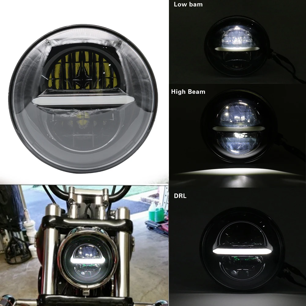 Black 5.75" 5 3/4 LED Motorcycle Headlight Moto For Harley Sportster 1200 XL1200L Custom XL1200C 883 XL883 for Dyna Sportsters