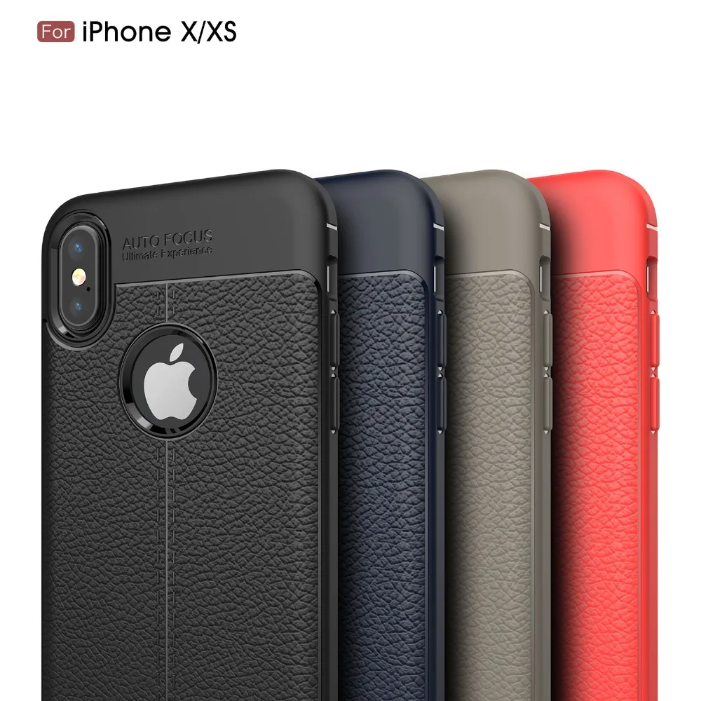 

Slim PU Leather Case For iPhone X XS TPU Silicone Soft Luxury Litchi Grain Cover Coque For iPhone 5S 5 8 7 6 6S PluCase Fundas