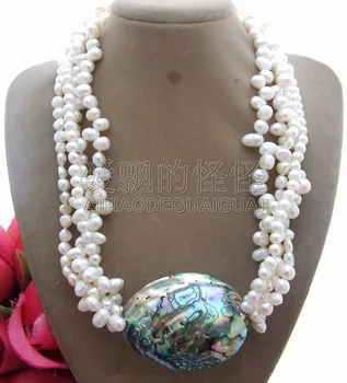 

N102210 19" 4Strands Pearl Paua Abalone Shell Necklace
