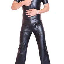 Мужской сексуальный полный кусок с коротким рукавом из искусственной кожи Сиамский корсет для тела тонкий плотный крутой сценический размер на заказ