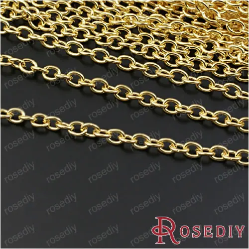 Wholesale Width 2.6mm Gold color Iron Link Chains Diy Jewelry Findings Accessories 5 Meter(JM5411) photo