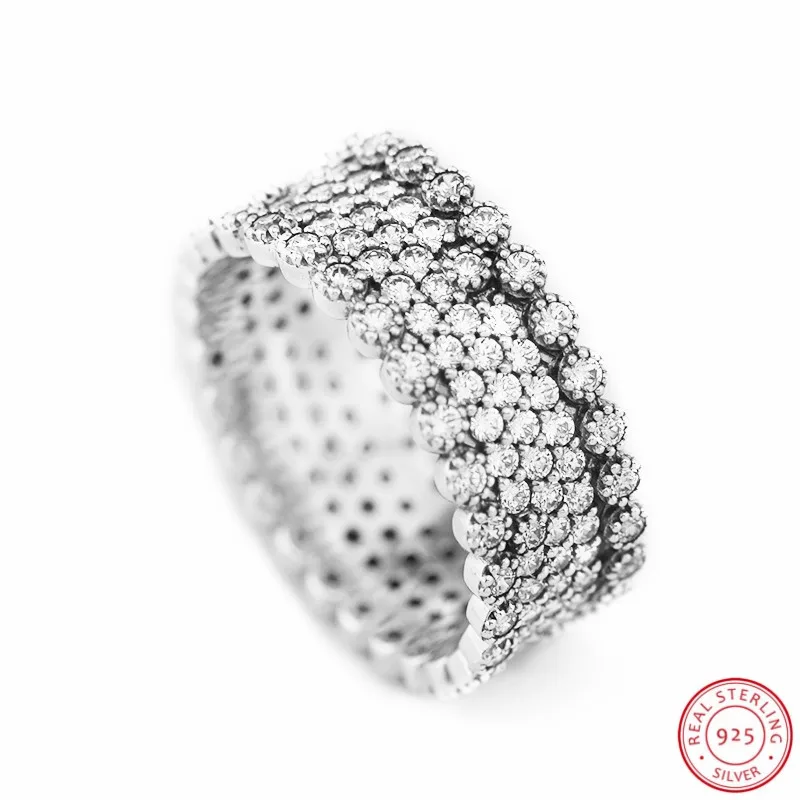 Weaved красивая текстура серебра 925 г. шикарные сверкающие кольца нежные кластеры проложить сияющий гобелен CZ женские ювелирные изделия FLR143