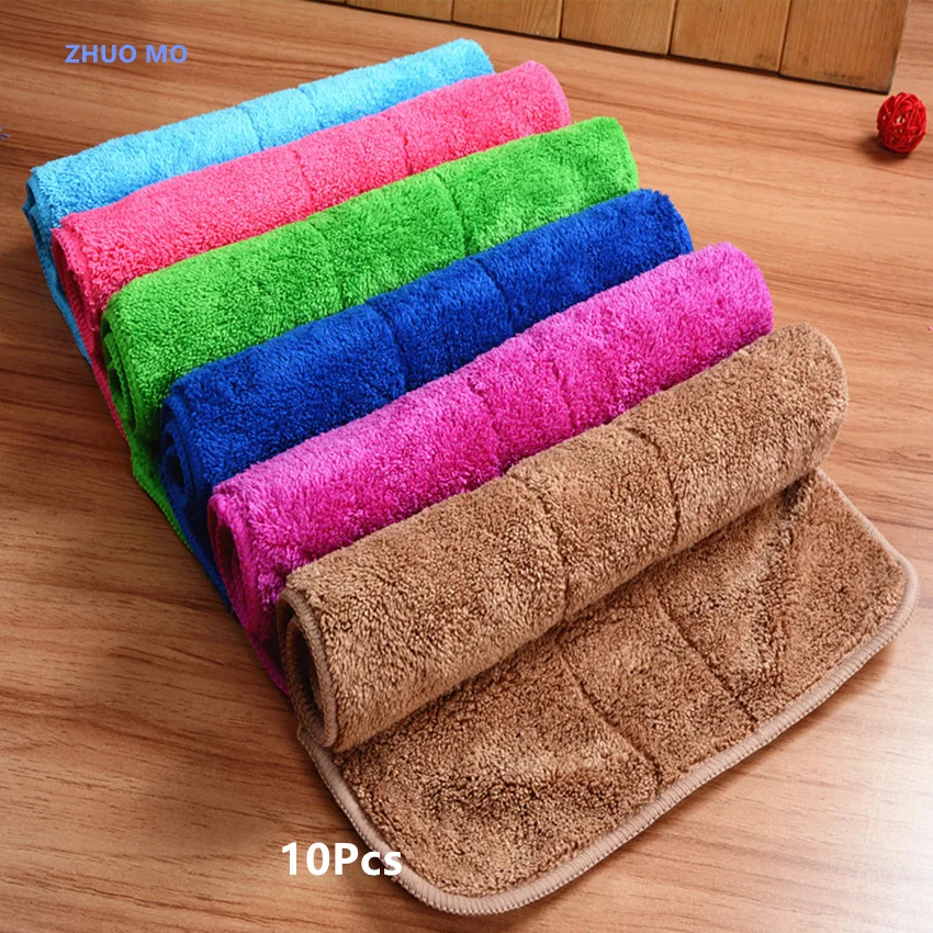 

30*40cm Double thickened kitchen towel coral velvet Microfiber for washing windows Car Cleaning Cloth Floor rags cleaning tool