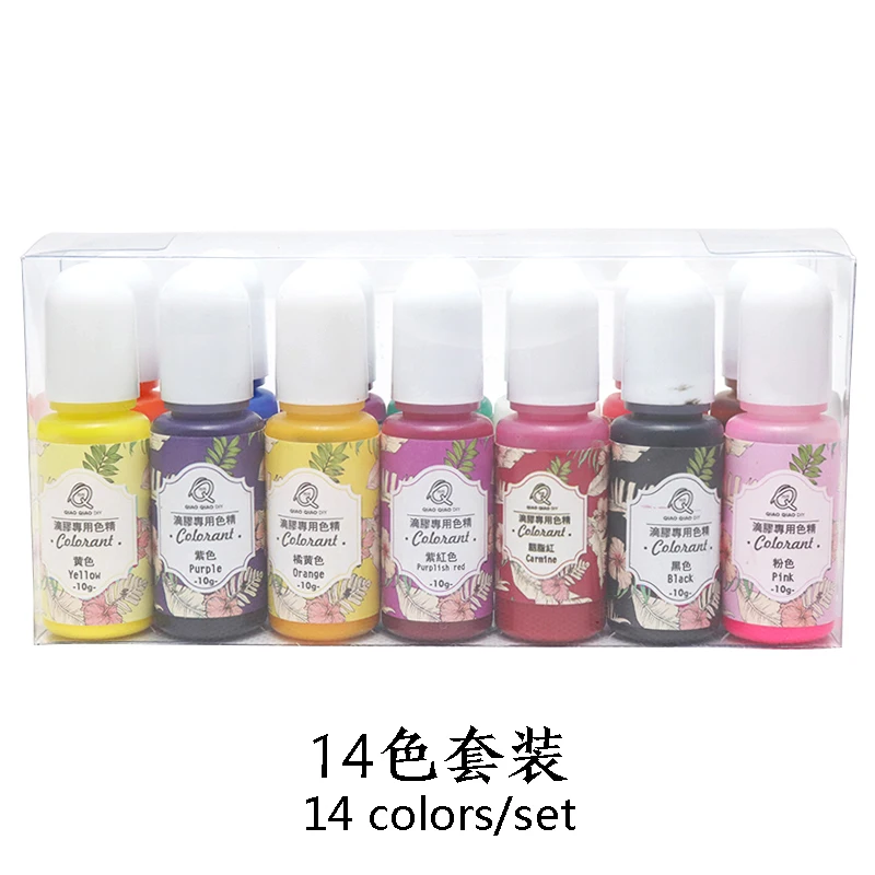 QIAOQIAODIY 10ML Epoxy Resin Pigment UV Resin Coloring Dye Colorant Resin Pigment DIY Handmade Crafts Art Sets 14 Colors