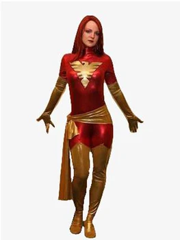 

(SUP191) Dark Phoenix Costume for Women Zentai Shiny Metallic Halloween Cosplay Xmen Costumes