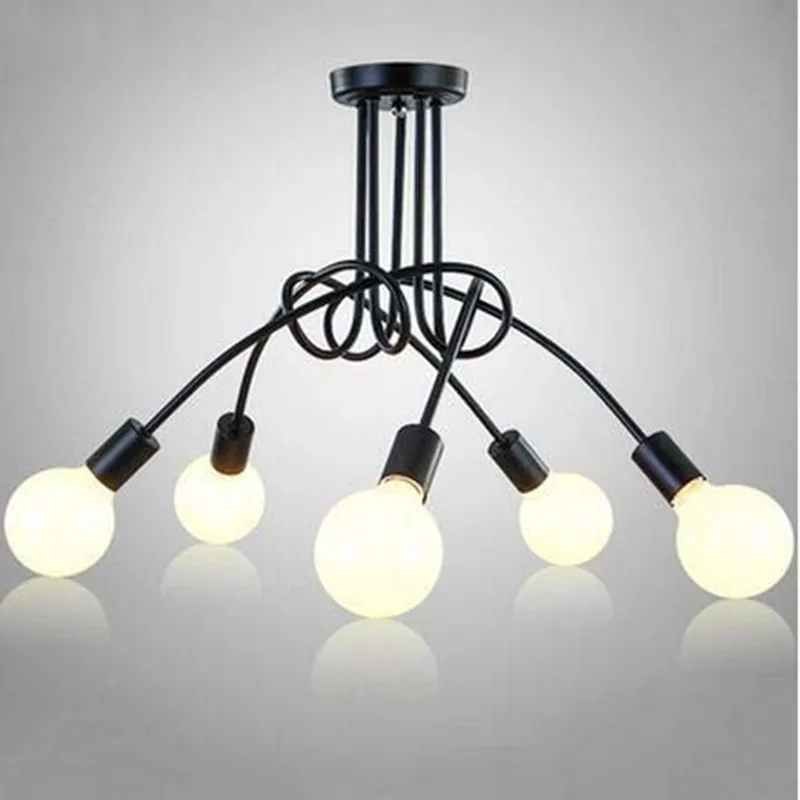 

Iron Surface Mounted Ceiling Lighting American Style 5 Heads Ceiling Lights Bedroom Living Room Ceiling Lamp For Clothing Store