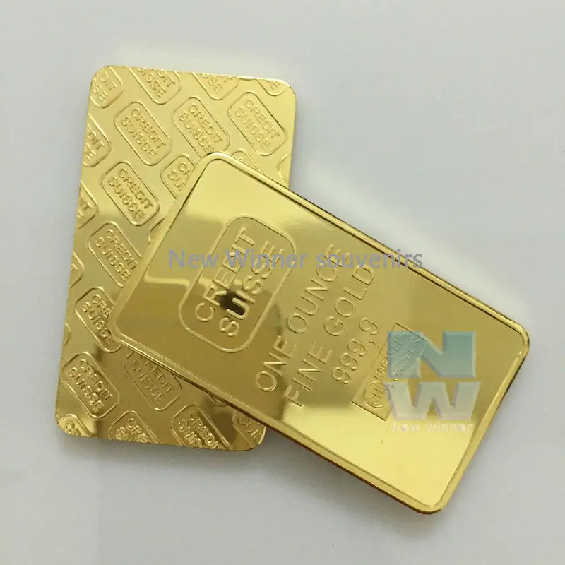 

3pcs/lot 1 oz 24k Pure Gold Plated Credit Suisse Bar High quality Replica Bullion Bars Free shipping