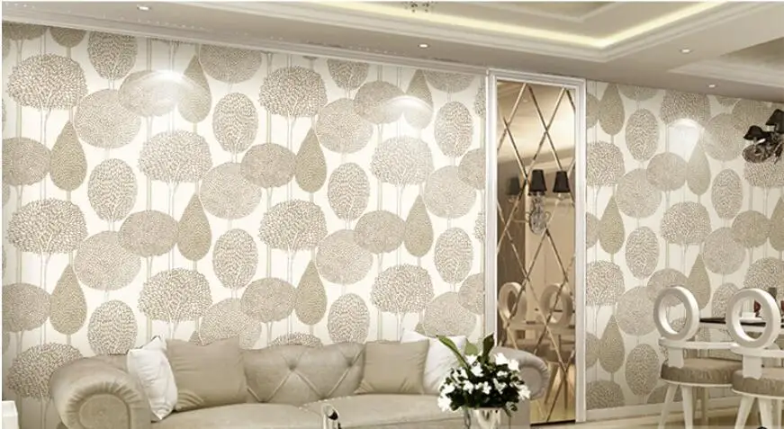 Waliicorners Modern minimalist embossed forest non-woven wallpaper 3D flocking Scandinavian hot forest bedroom video wallpaper 26 QQ20180411234124