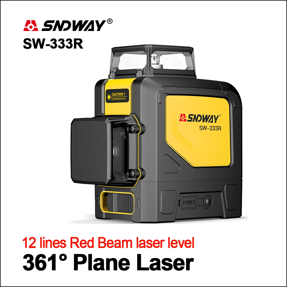 Лазер sndway Levels зеленый лазерный уровень 360 градусов 3D наливные Вертикальные Горизонтальные роторные лазеры 12 линий SW-333G лазерный уровень - Цвет: SW-333R