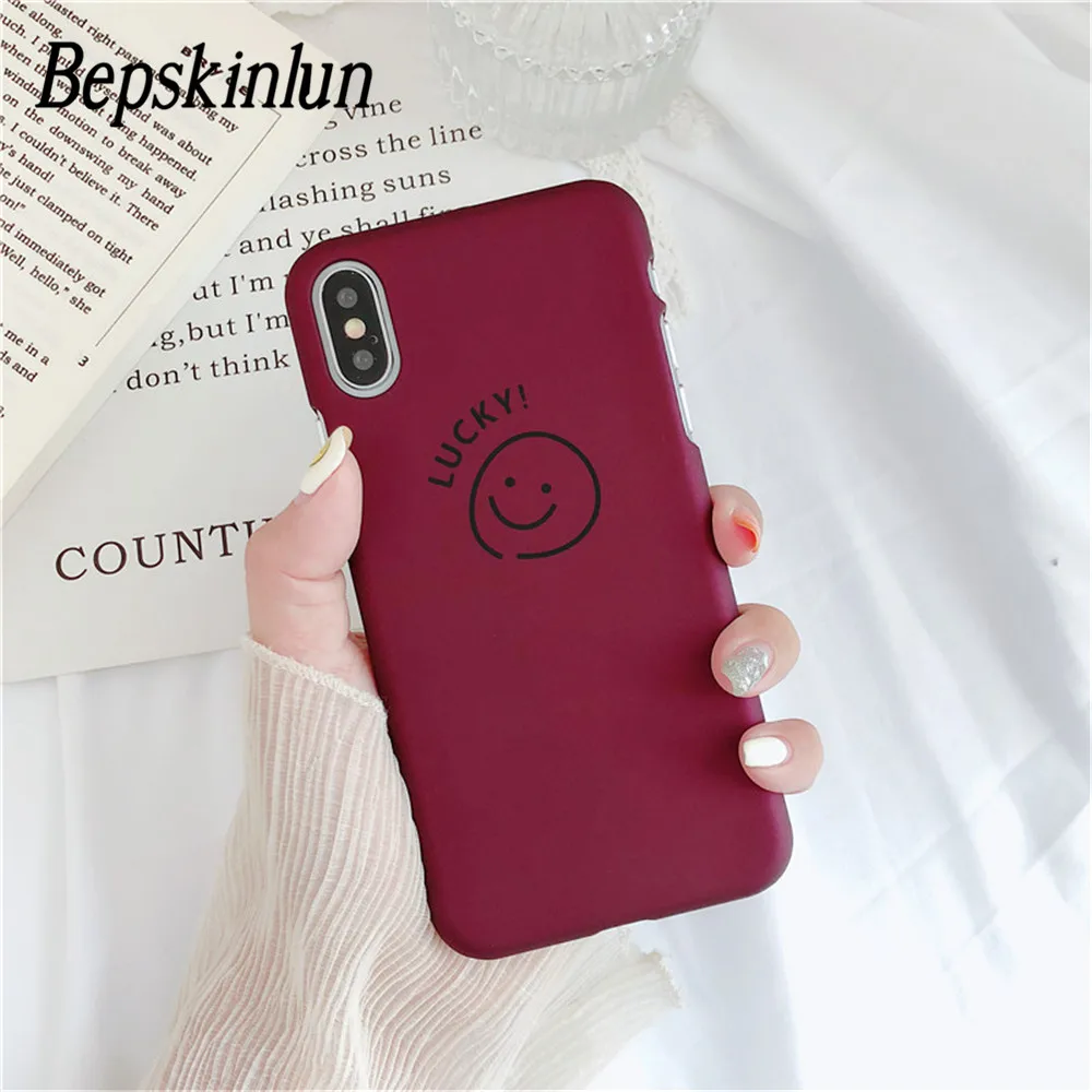 Bepskinlun чехол для телефона iPhone 6 6S 7 8 Plus X вино счастливый Улыбка Выражение матовый
