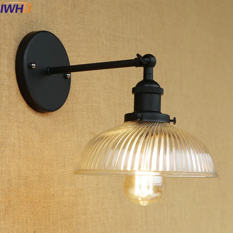 

IWHD Vintage Glass WandLamp Lamparas De Pared Retro Loft Style Wall Lamp Led Industrial Edison Bulb Light Fixtures Home Lighting