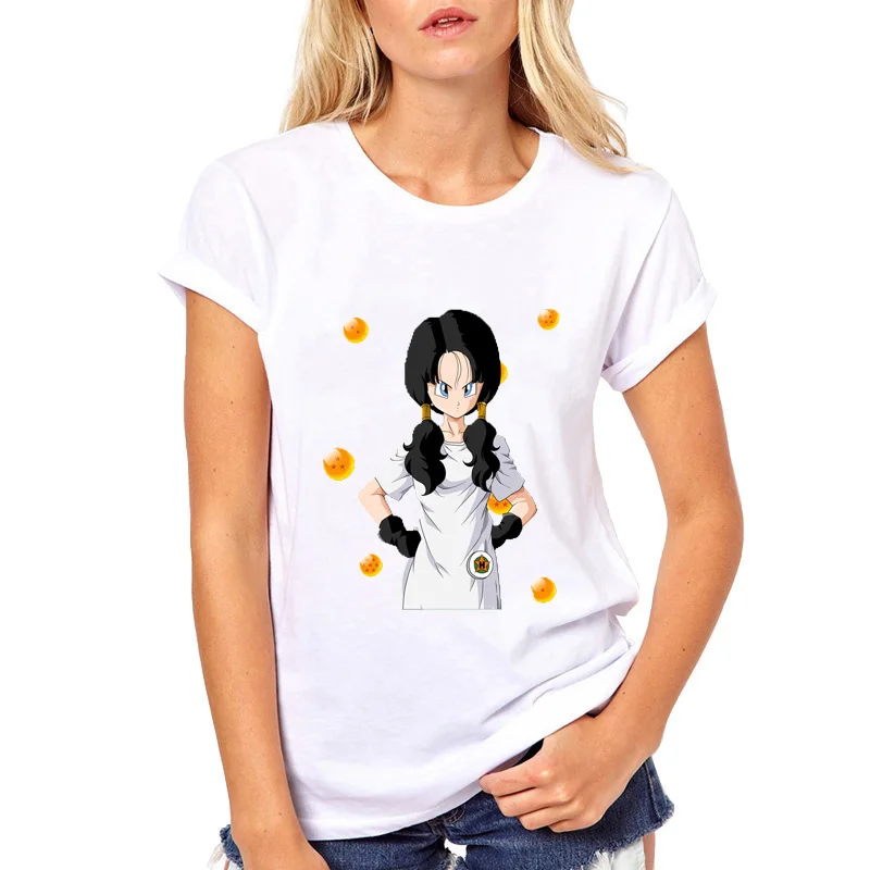 Футболка женская футболка dragon ball z harajuku camiseta mujer белая femme Bulma Artificial Man 18