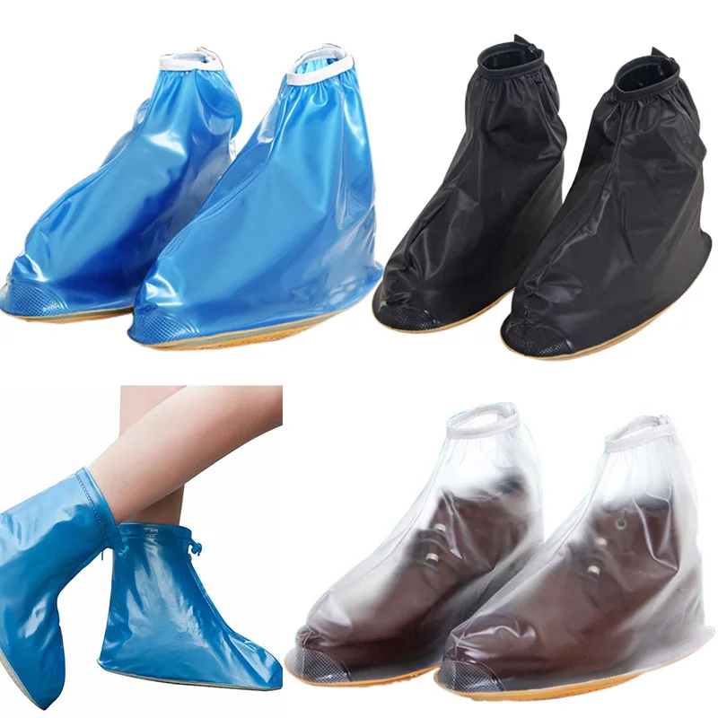 

New Men Women Rain Waterproof Flat Ankle Boots Cover Thicker Non-slip Platform Rain Heels Shoes Covers  HB88