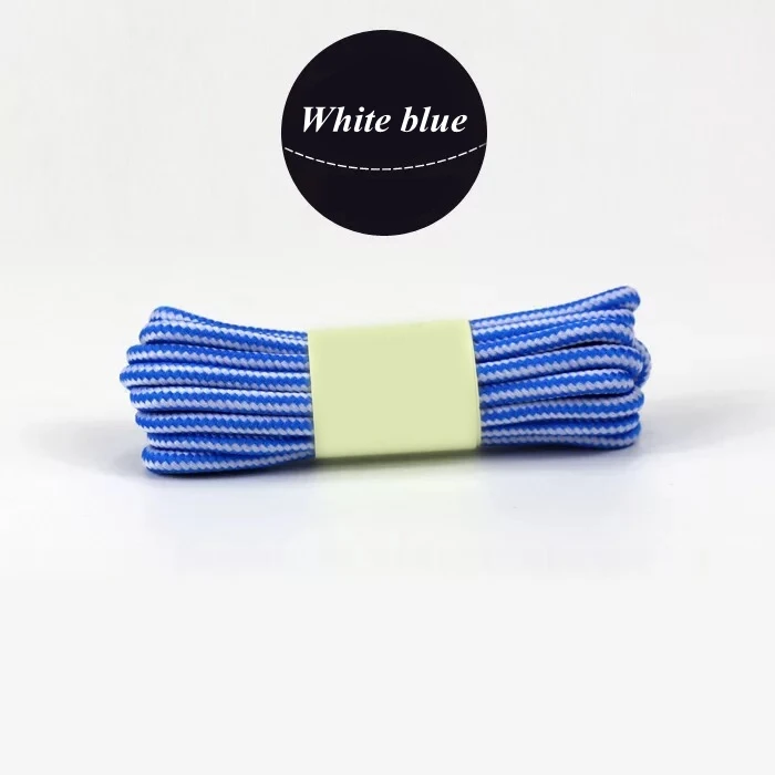 1 пара полосатые круглые шнурки для обуви унисекс шнурки для кроссовок Одежда высшего качества из полиэстера на открытом воздухе спортивный шнурок Длина 70/90/120/150 см - Цвет: White blue