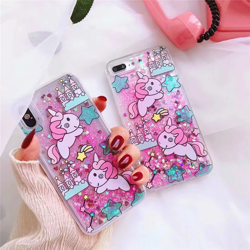 

girls bottle quicksand case for iphone 7 case silicone TPU PC Dynamic liquid glitter cover for iphone 6 6s 7 8 plus X fundas