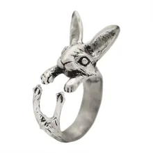 1pcs 3D Vintage Hippie Chic Vintage Handmade Rabbit Ring Bunny Animal Knuckles Vintage Adjustable Rings for Women Gift