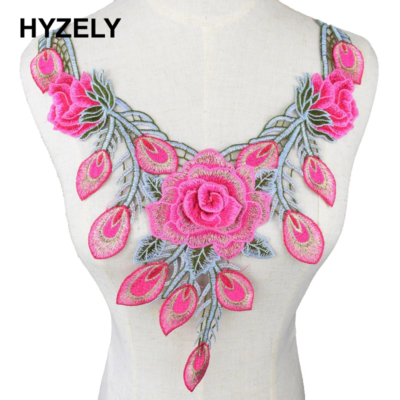 Floral Lace Embroidered Neckline Neck Collar Trim Clothes Sewing Applique Patch