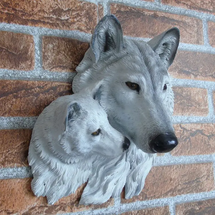  Resin creative wall animal murals wall decoration wolf head bedroom wall stickers TV background wal - 32830005214