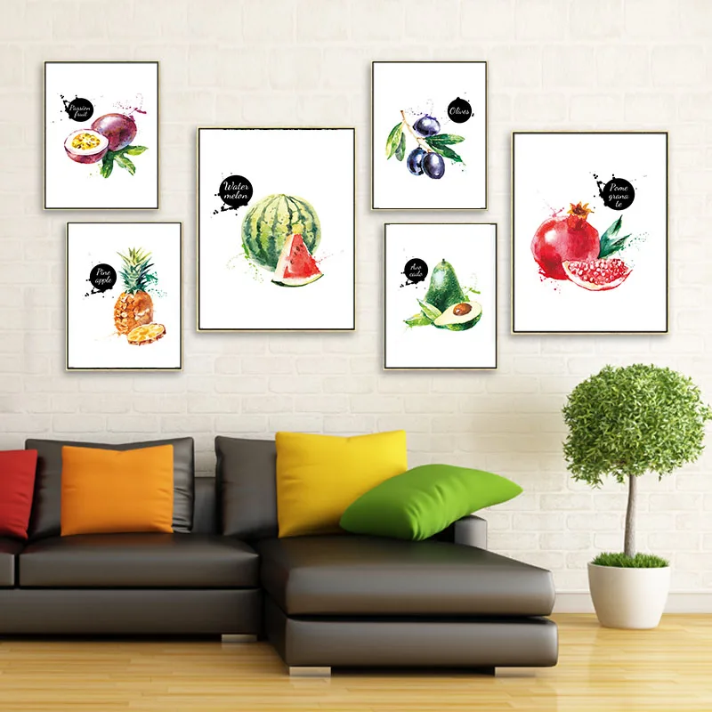 

Watermelon Grape Modern Nordic In Colorful Fruit Canvas Art Painting Poster Minimalist Wall Picture For Living Room Home Decor