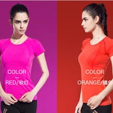 Тренажерный зал Футболка сжатия Колготки для новорождённых Для женщин спортивные Футболки сухой быстро Бег короткий рукав Футболки Фитнес женская одежда Футболки для девочек и топы