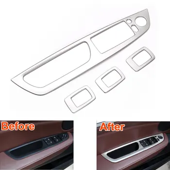 

4pcs/set Car Interior Stainless Window Lift Switch Button Panel Trim Cover Frame For BMW X5 E70 2011 2012 2013 Car Styling